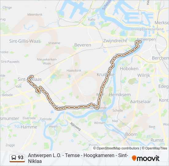 93 Bus Line Map