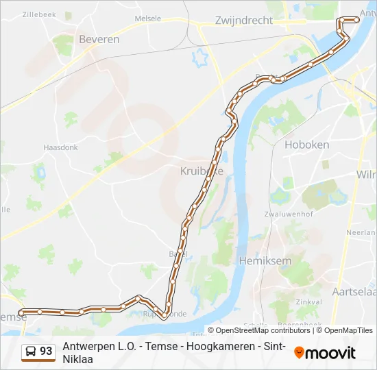 93 Bus Line Map