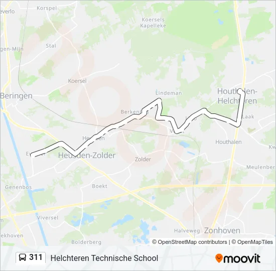 Bus 311 lijnkaart