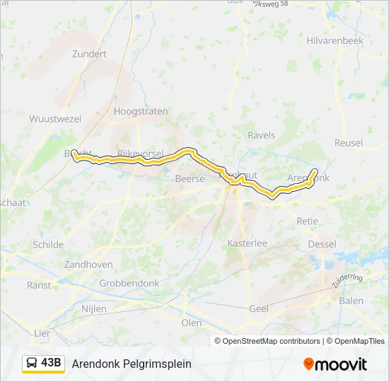 43B Bus Line Map
