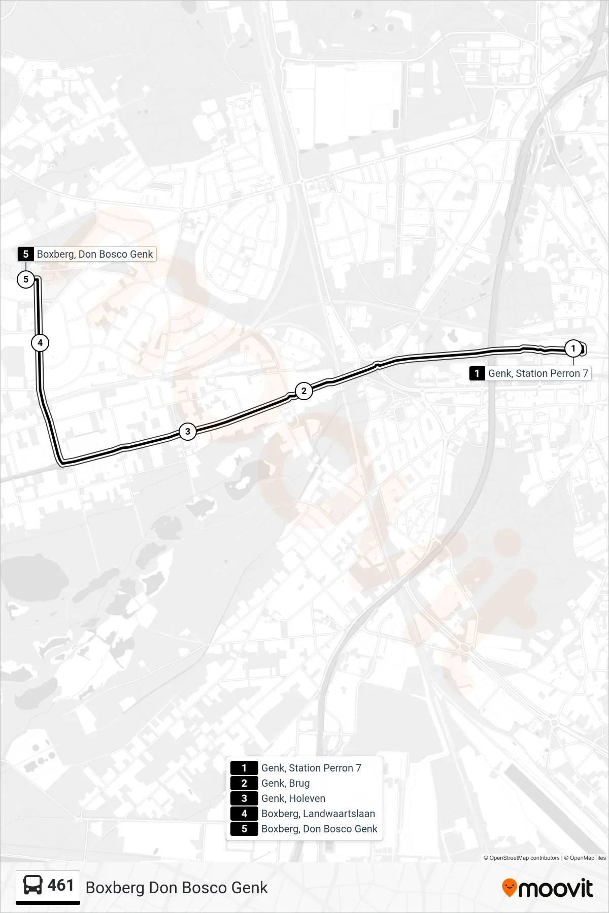 Lijn 461 (bus, Boxberg Don Bosco Genk): route en haltes op de kaart
