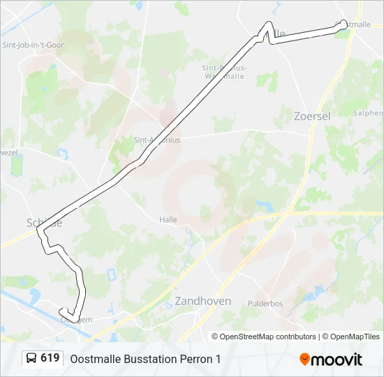 619 Bus Line Map