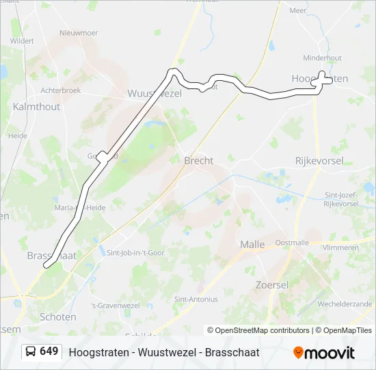 Bus 649 lijnkaart