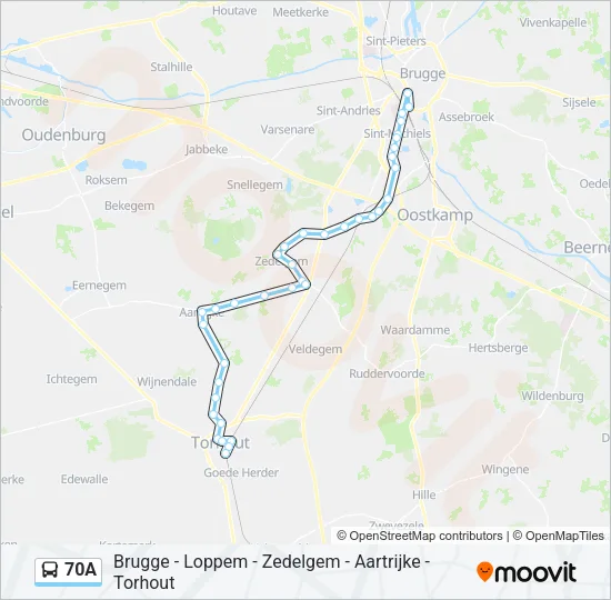 Bus 70A lijnkaart
