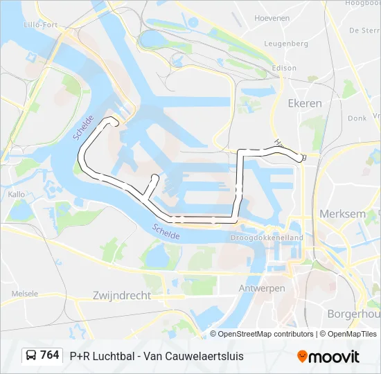 764 Bus Line Map