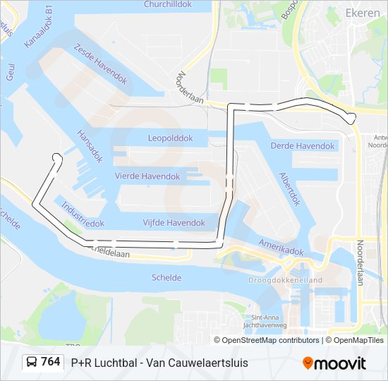 764 Bus Line Map