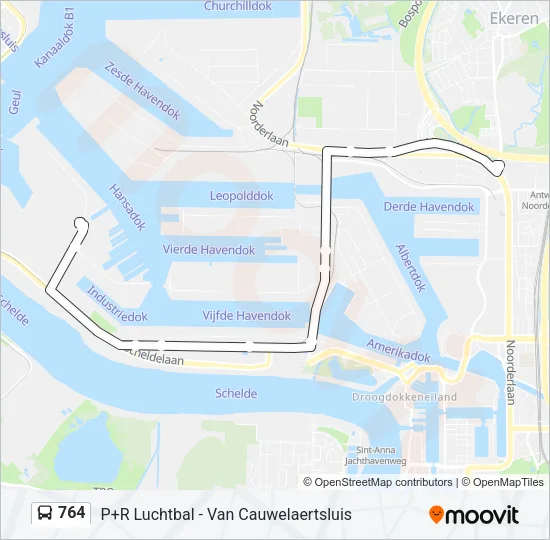 764 Bus Line Map