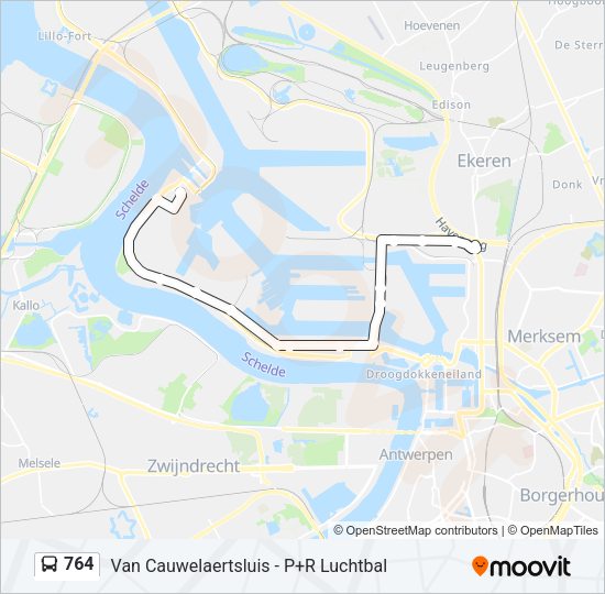 764 Bus Line Map