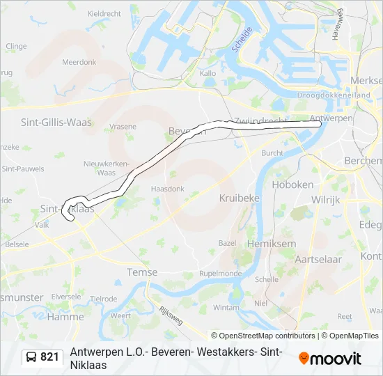 821 Bus Line Map
