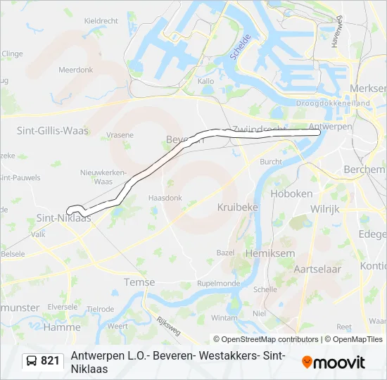 821 Bus Line Map