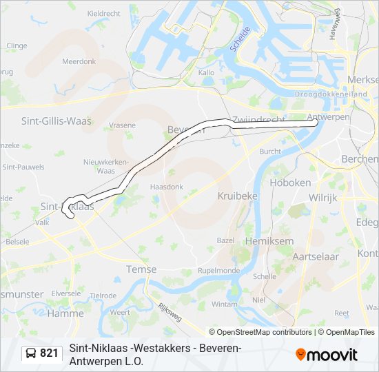 821 Bus Line Map
