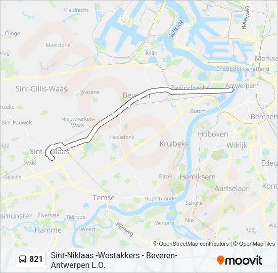 821 Bus Line Map