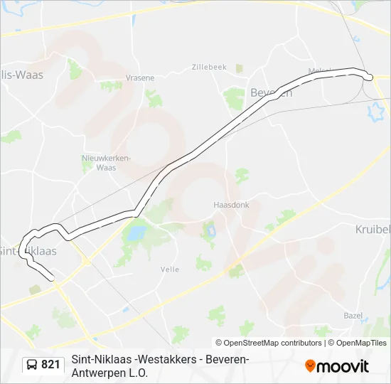 821 Bus Line Map