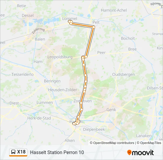 X18 Bus Line Map