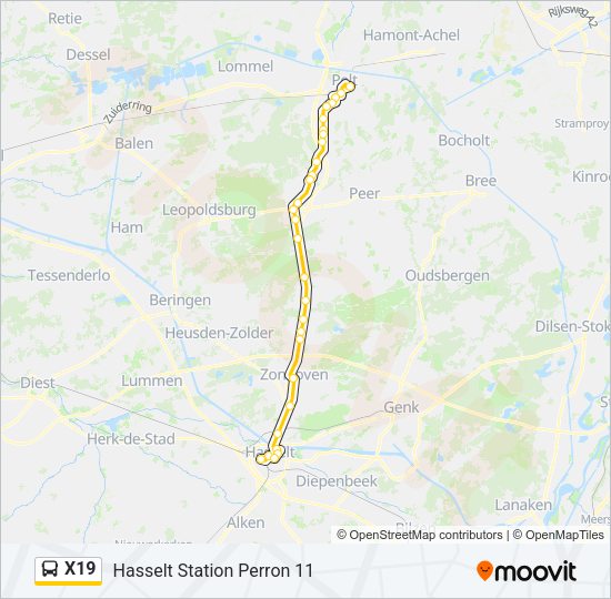 X19 Bus Line Map