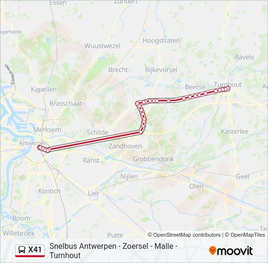 X41 Bus Line Map