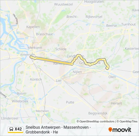 X42 Bus Line Map