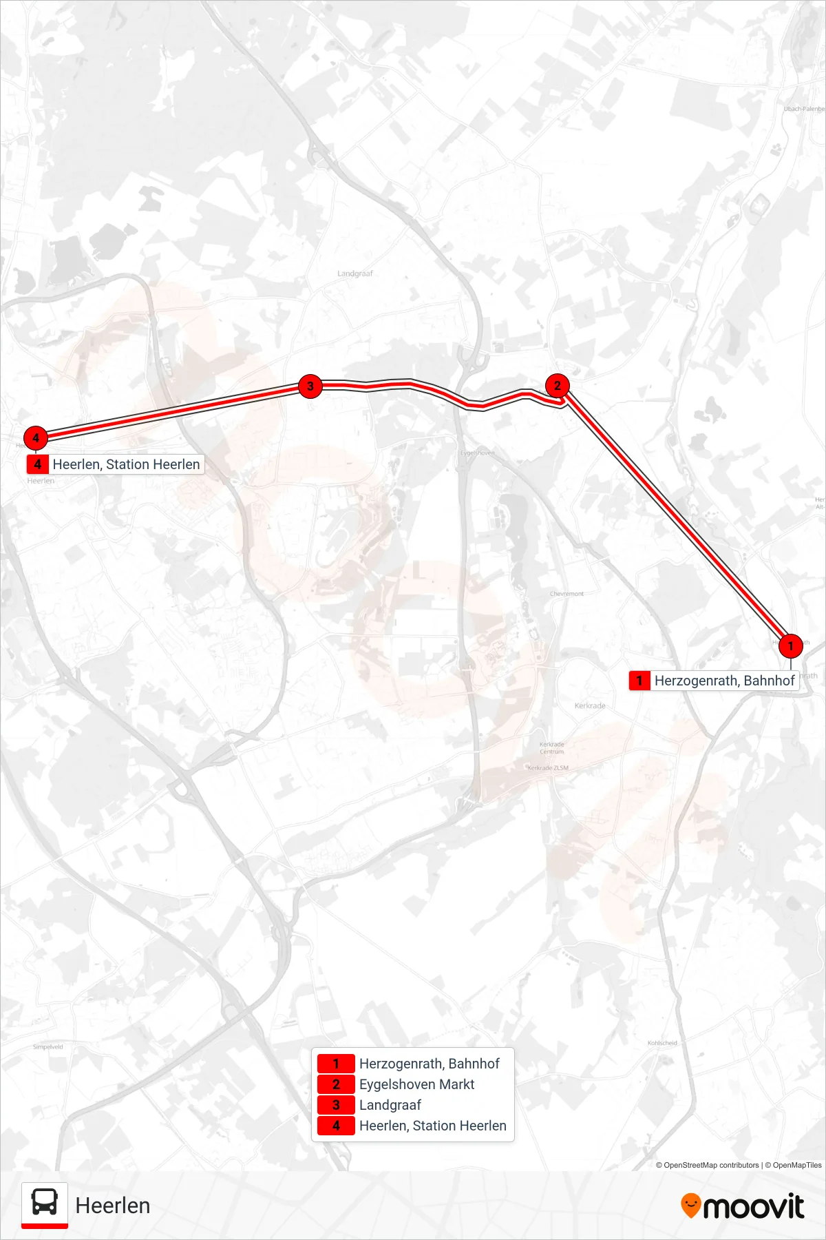 Lijn STOPBUS IPV TREIN (tram, Heerlen): route en haltes op de kaart