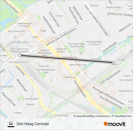 Bus STOPBUS IPV TREIN lijnkaart