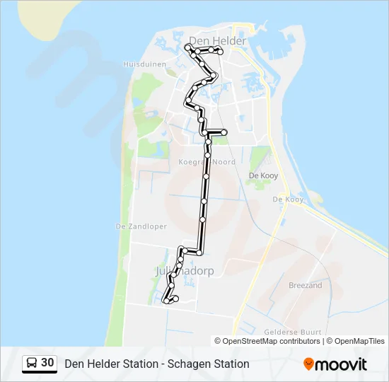 Bus 30 lijnkaart