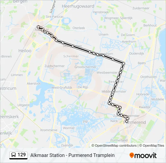 Bus 129 lijnkaart