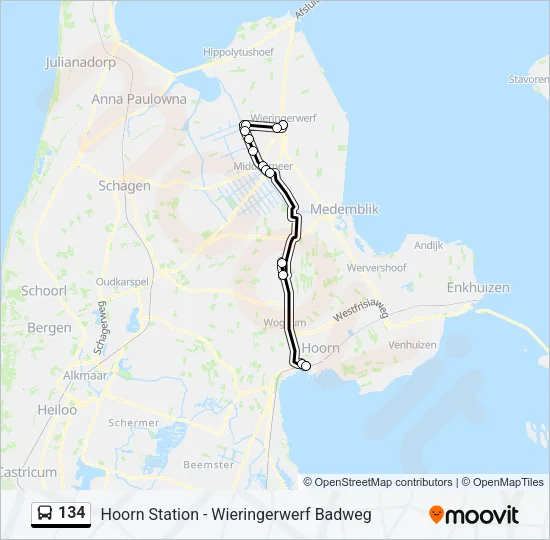 134 Bus Line Map
