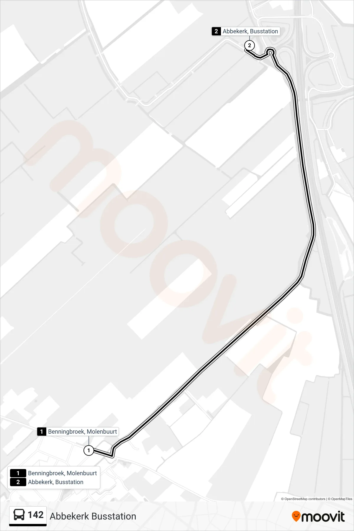 Lijn 142 (bus, Abbekerk Busstation): route en haltes op de kaart