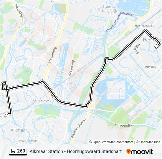 Bus 260 lijnkaart