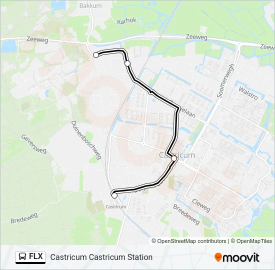 Bus FLX lijnkaart