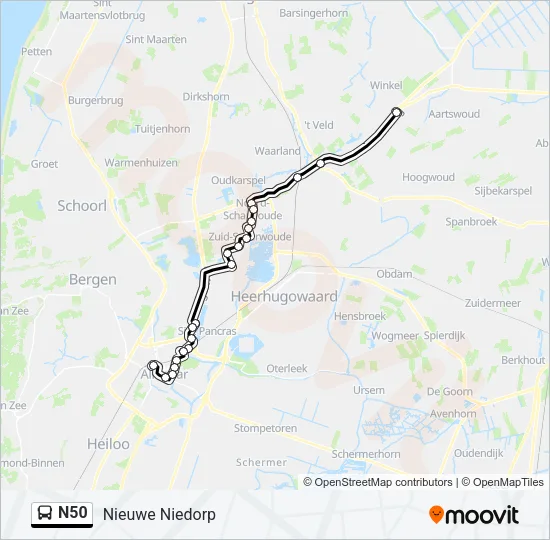 N50 Bus Line Map