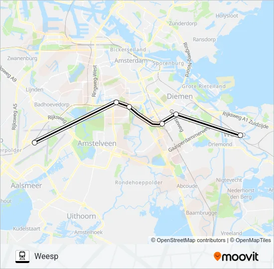 Trein STOPBUS IPV TREIN lijnkaart