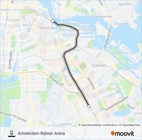 Trein SNELBUS IPV TREIN lijnkaart