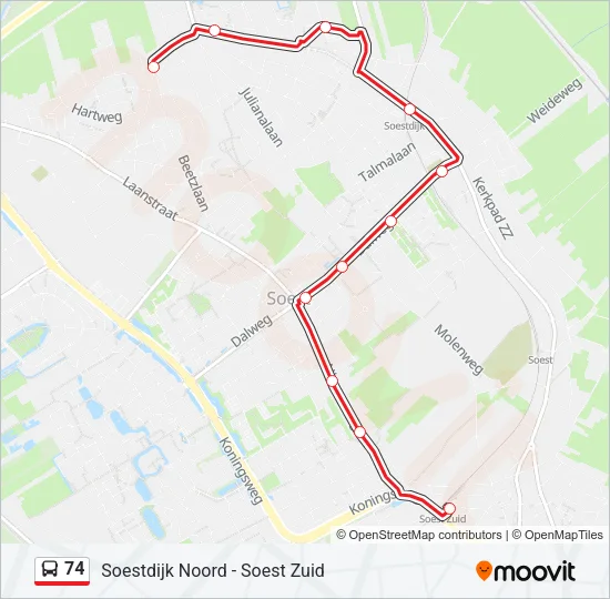 74 Bus Line Map