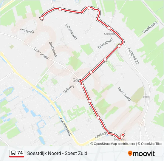 74 Bus Line Map