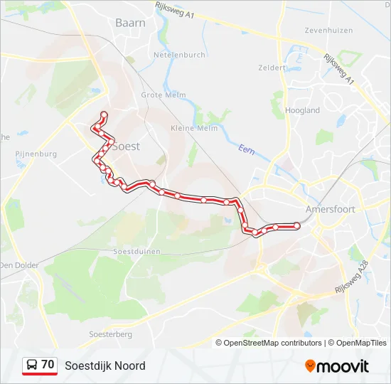 70 Bus Line Map