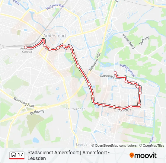 Bus 17 lijnkaart