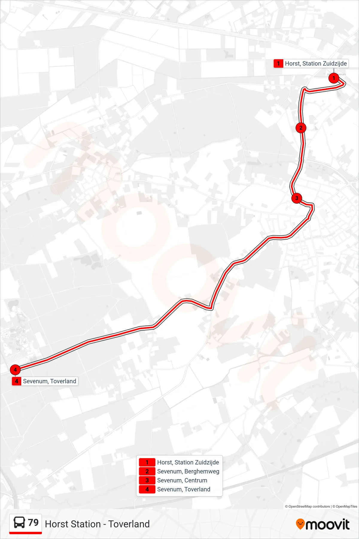 Lijn 79 (bus, Toverland): route en haltes op de kaart