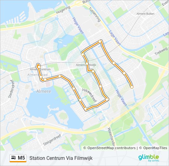 M5 Bus Route Map M5 Route: Schedules, Stops & Maps - Station Centrum Via Filmwijk (Updated)