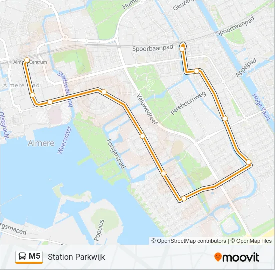 Bus M5 lijnkaart
