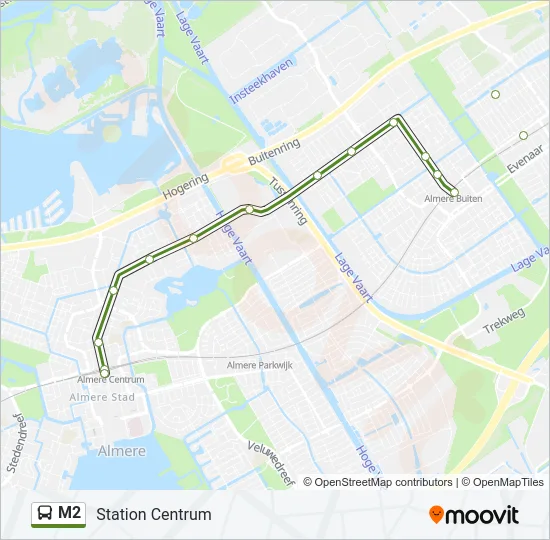 Bus M2 lijnkaart