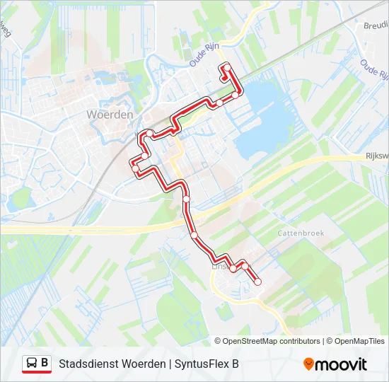 Bus B lijnkaart