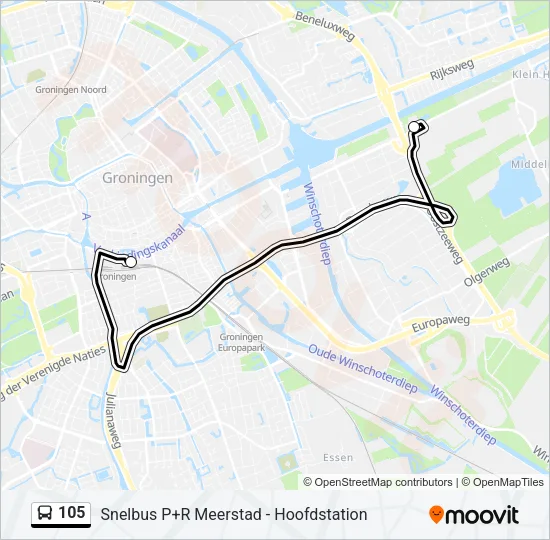 105 Bus Line Map