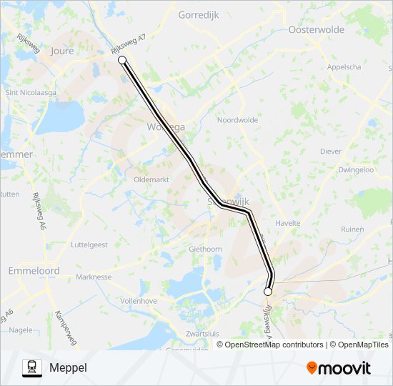 SNELBUS IPV TREIN Train Line Map