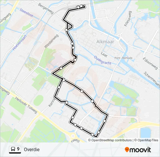 Bus 9 lijnkaart