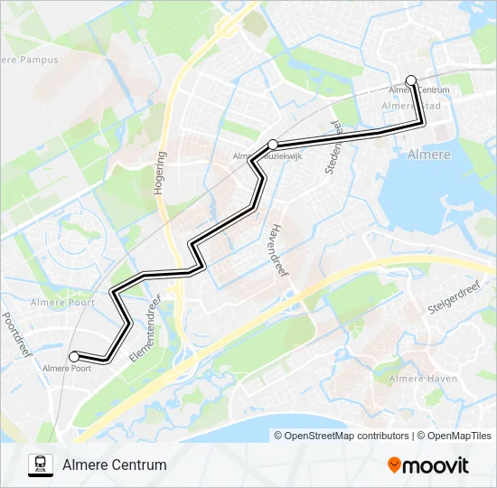 Trein STOPBUS IPV TREIN lijnkaart