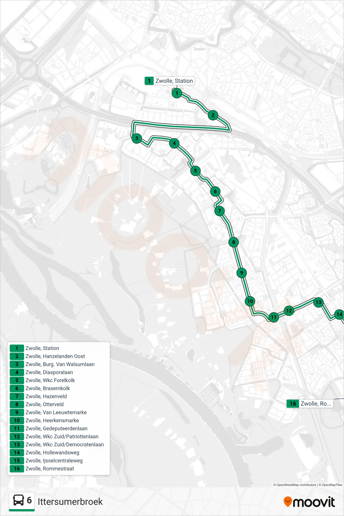 Lijn 6 (bus, Ittersumerbroek): route en haltes op de kaart