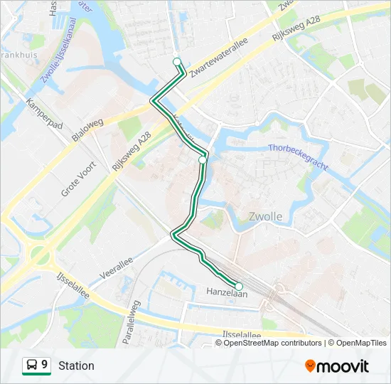Bus 9 lijnkaart