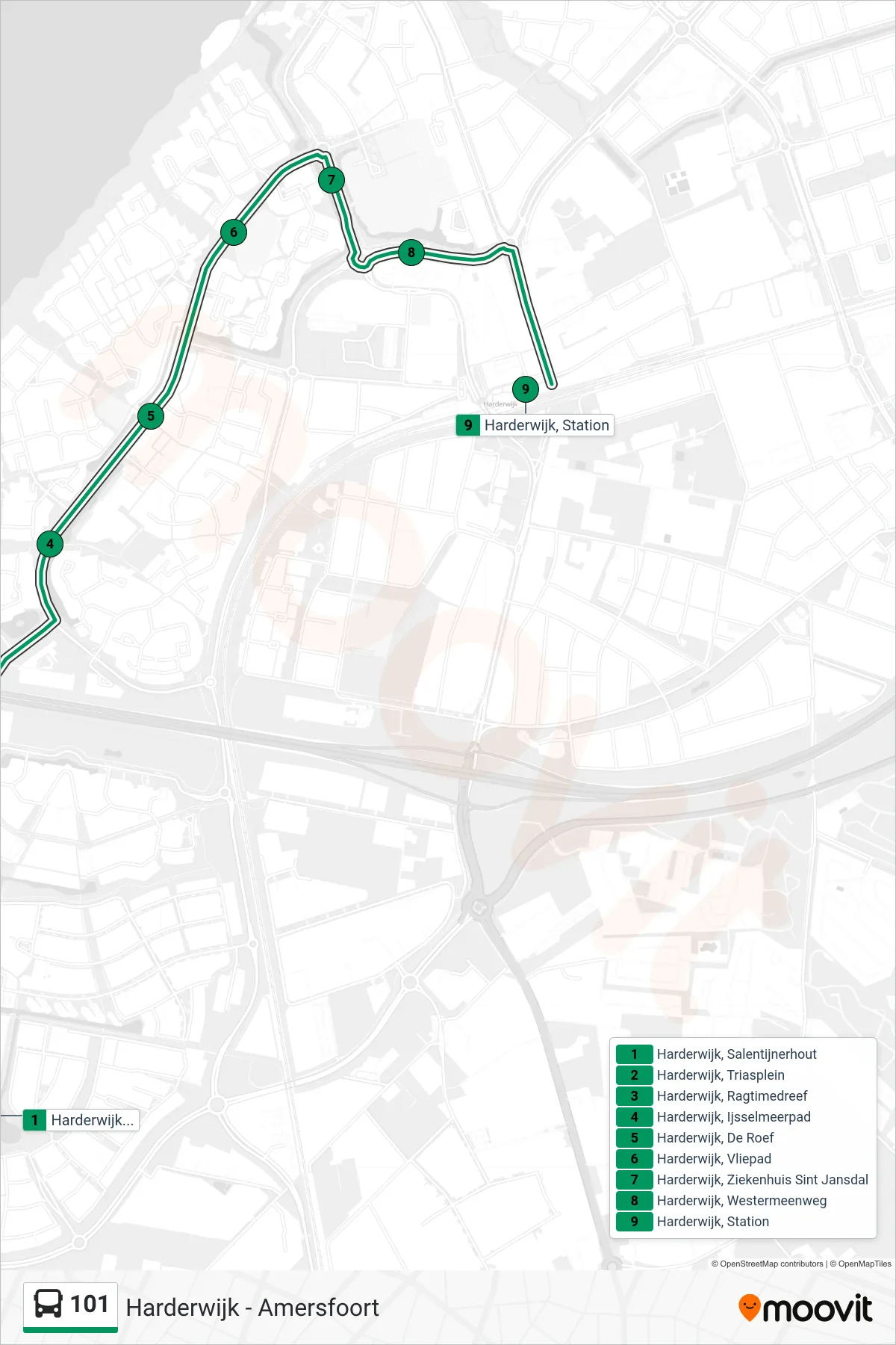 Lijn 101 (bus, Station): route en haltes op de kaart