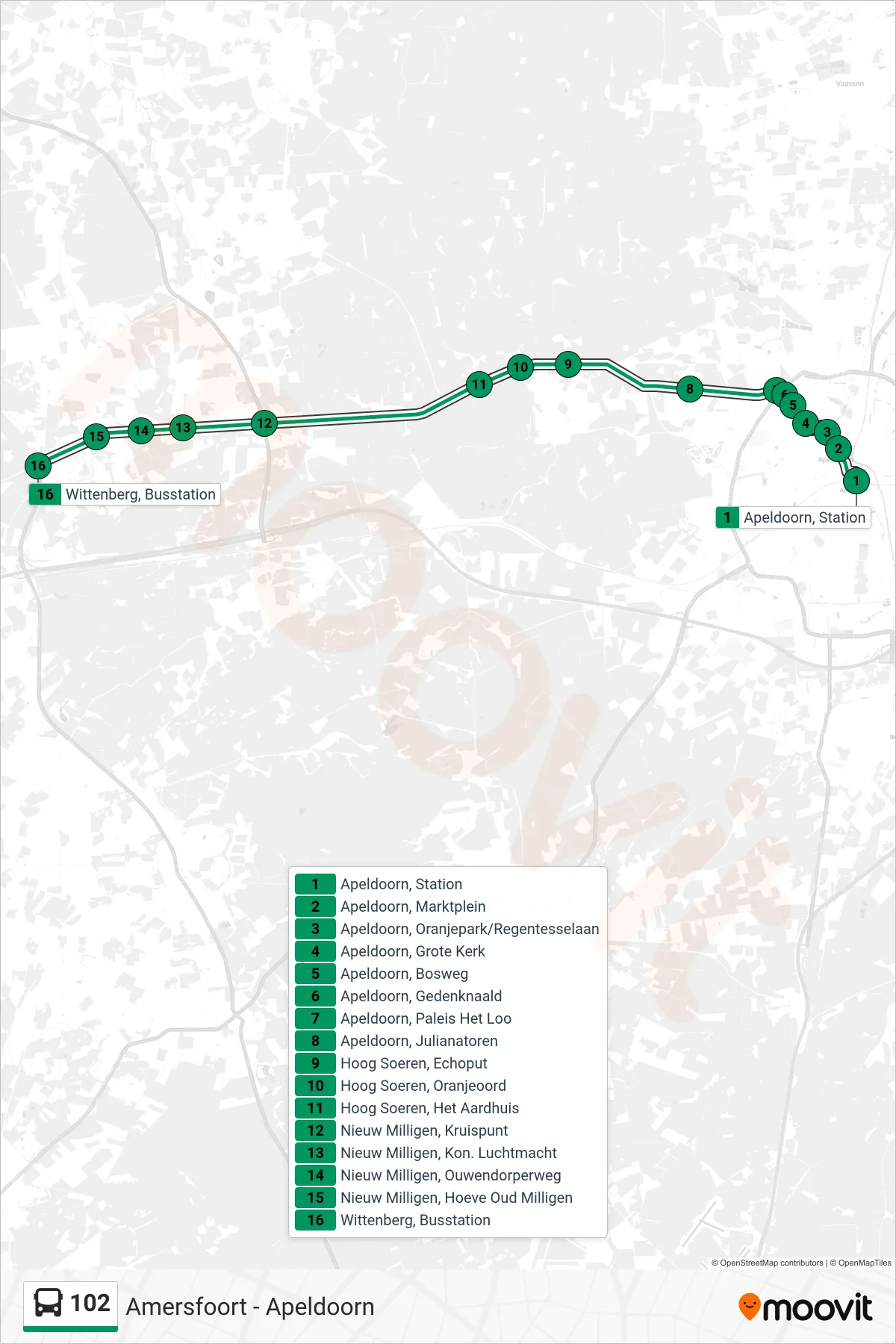 Lijn 102 (bus, Wittenberg): route en haltes op de kaart