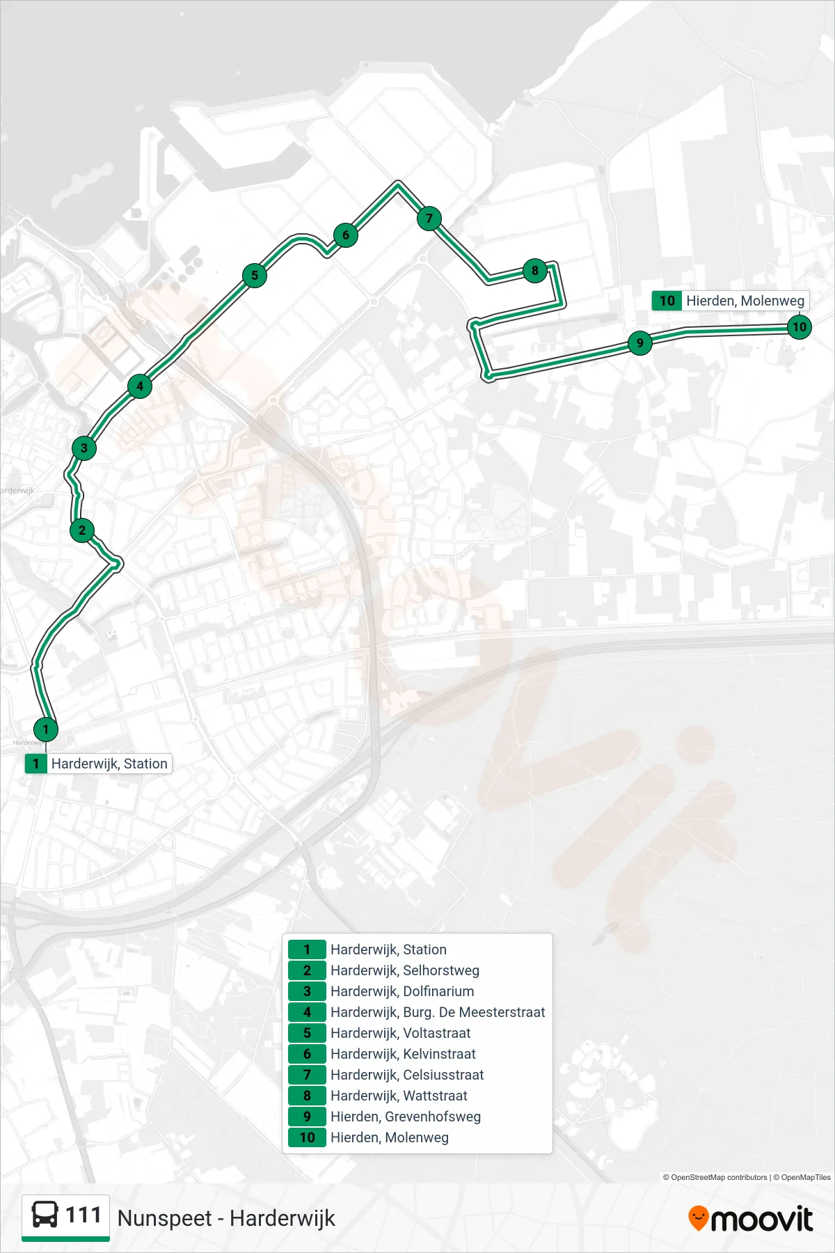 Lijn 111 (bus, Hierden): route en haltes op de kaart